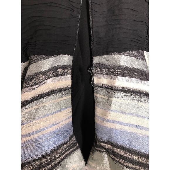 Badgley Mischka Neutral Stripe Dress Sleeveless Fit & Flare Knee Length Blue L - Picture 6 of 15